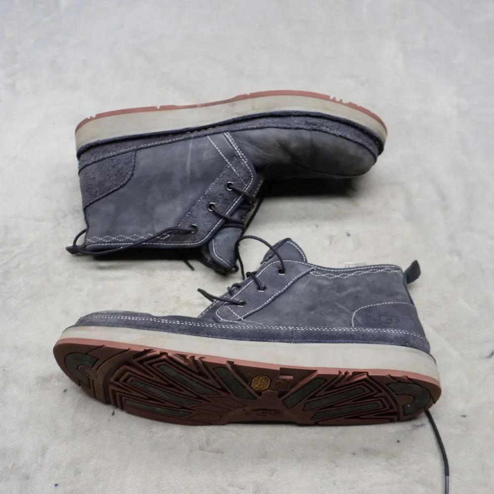 UGG Mens 11 Chukka Boots Blue Leather Avalanche Neumel Waterproof Rugged 1098133